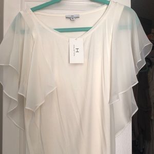 Halston NWT top with chiffon sleeves and back